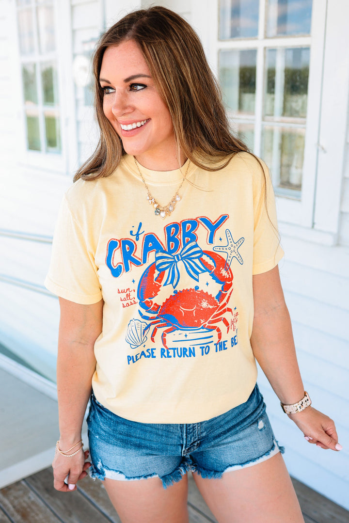 Crabby Return To Beach Graphic Tee - Butter