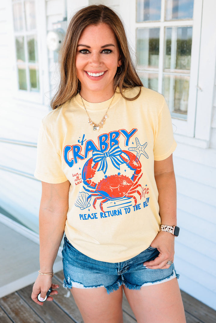 Crabby Return To Beach Graphic Tee - Butter