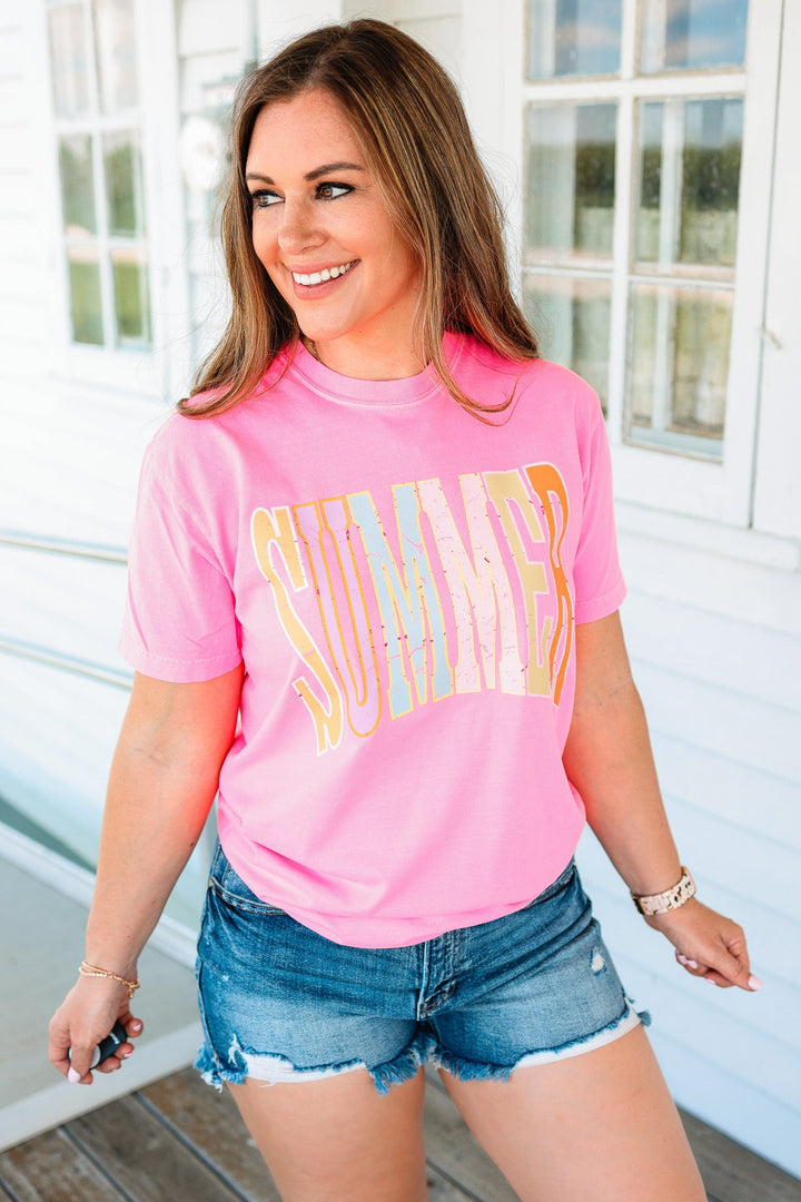 SUMMER Graphic Tee - Neon Pink