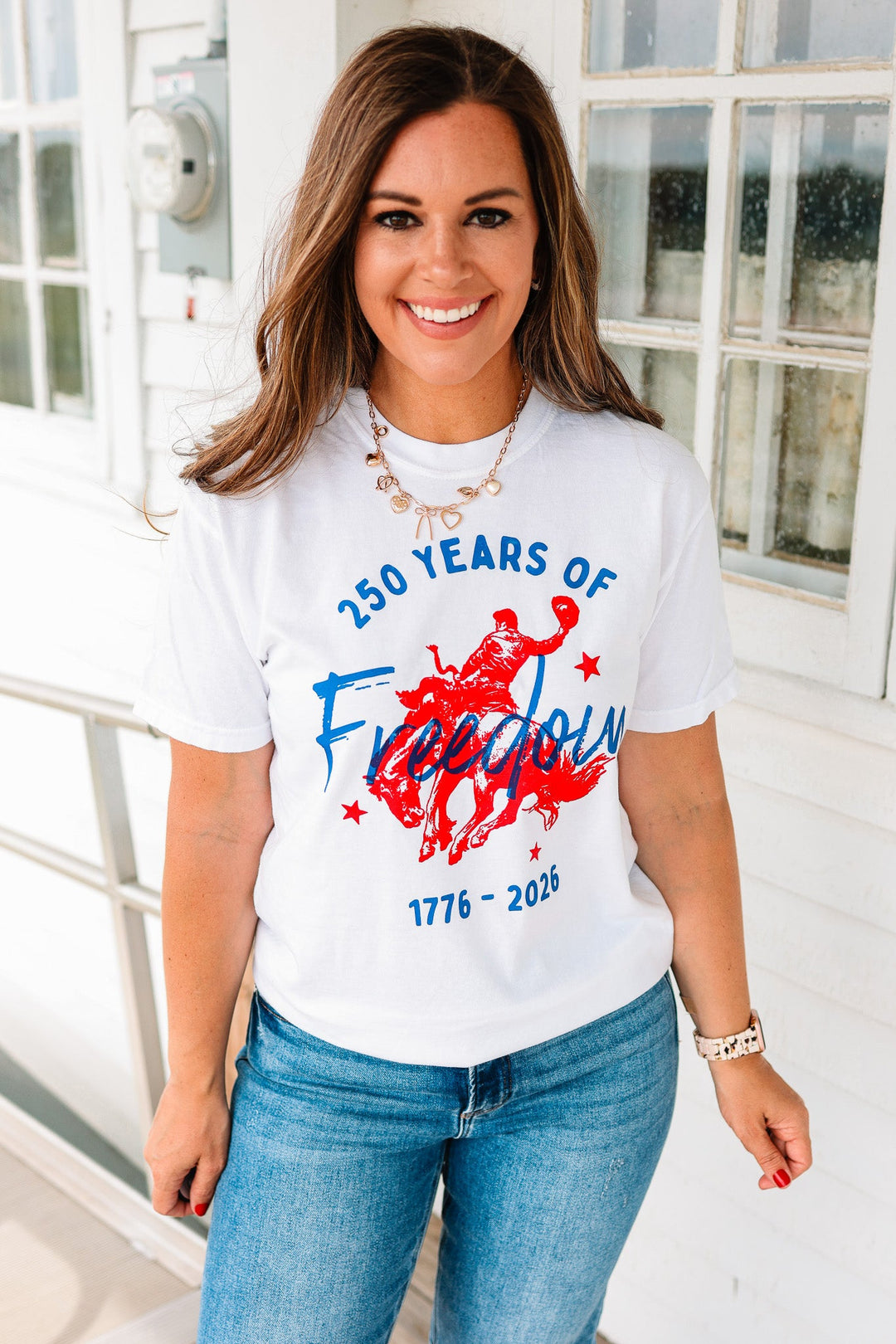 250 Years of Freedom Cowboy Graphic Tee - White