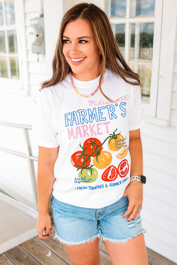 Midsummer Farmer's Market Graphic Tee - White