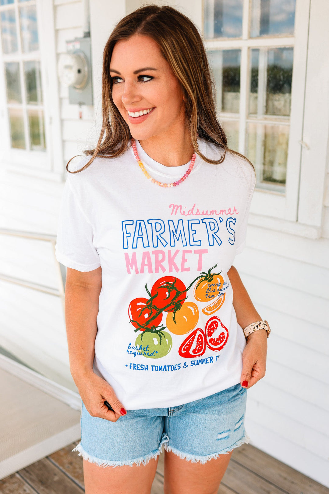 Midsummer Farmer's Market Graphic Tee - White