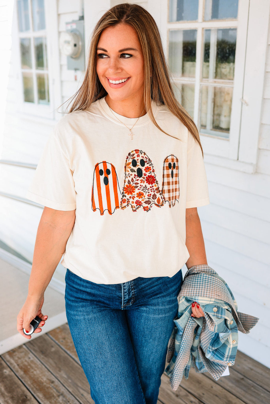 Boho Ghost Trio Graphic Tee - Ivory