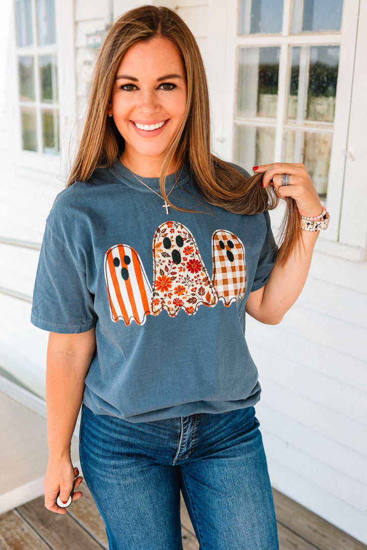 Boho Ghost Trio Graphic Tee - Denim