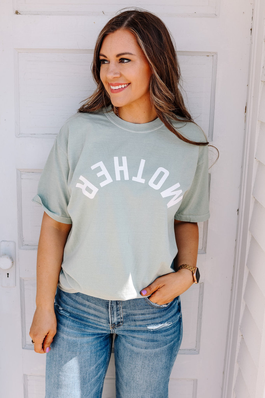 MOTHER Upside Down Graphic Tee - Bay
