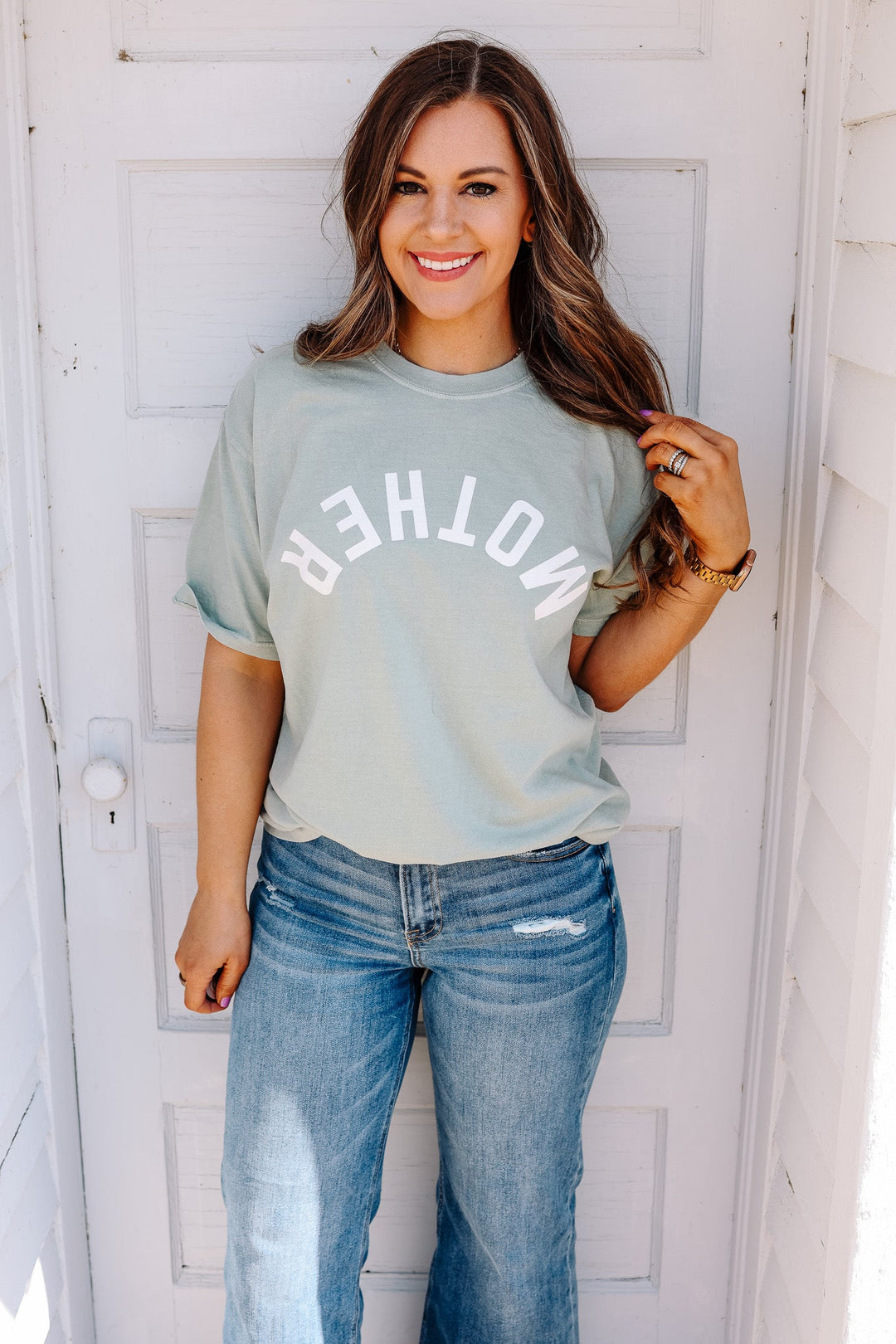MOTHER Upside Down Graphic Tee - Bay