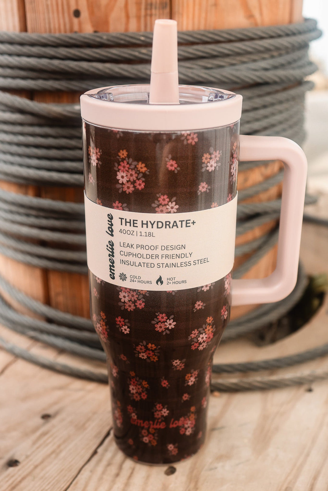 The Hydrate+ 40oz Tumbler - Vintage Brown Floral