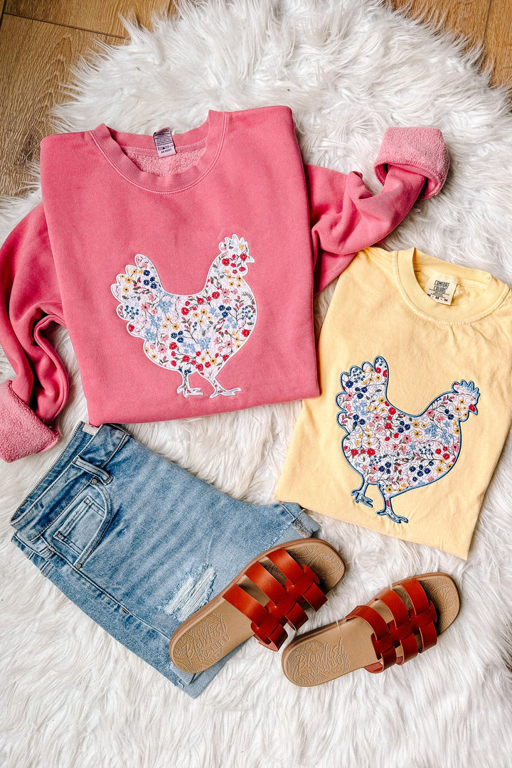 Floral Chickens Applique Graphics - Multiple Styles