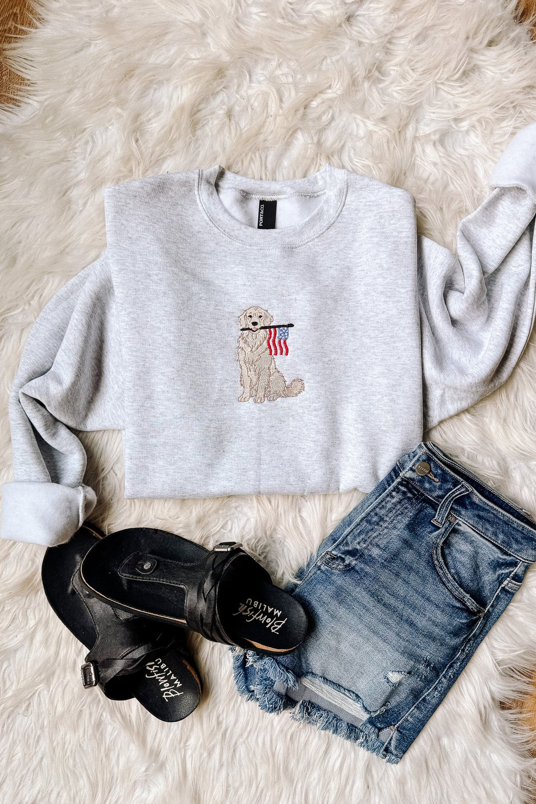 Patriotic Pup Crewneck Sweatshirt - Ash Grey