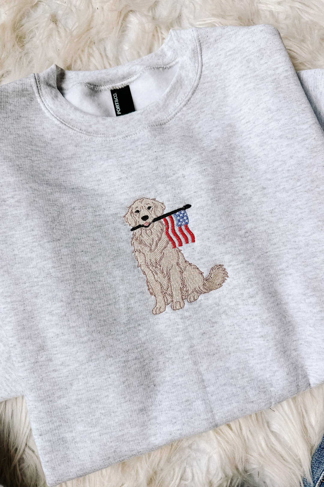 Patriotic Pup Crewneck Sweatshirt - Ash Grey