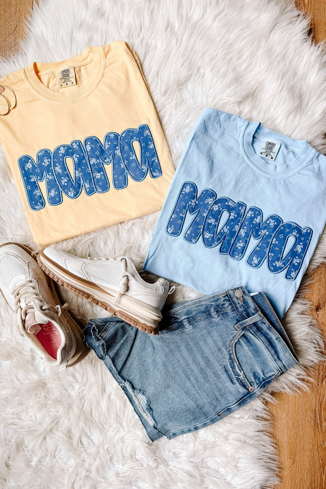 Mama Floral Appliqué Embroidered Graphic Tee - Multiple Colors