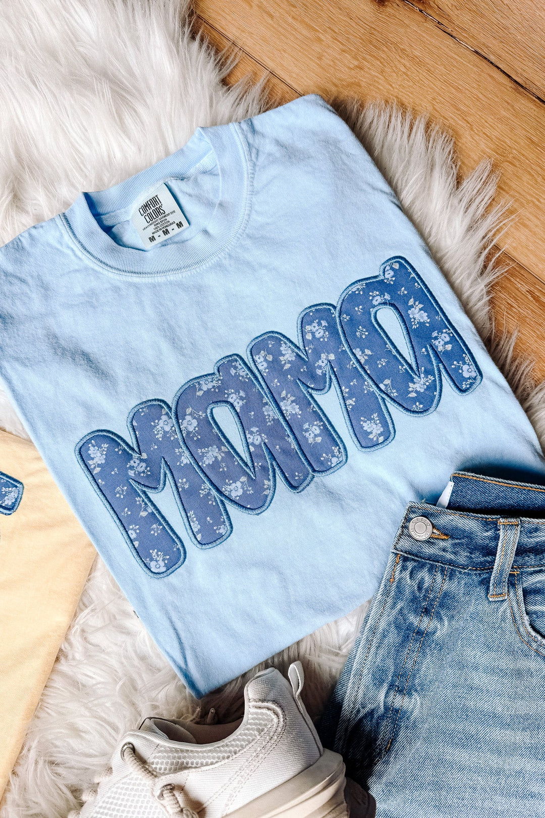 Mama Floral Appliqué Embroidered Graphic Tee - Multiple Colors