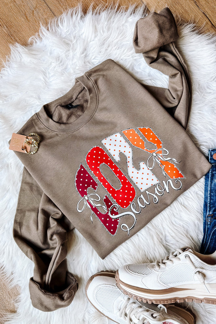 Polka Dot Cozy Season Crewneck Sweatshirt - Brown