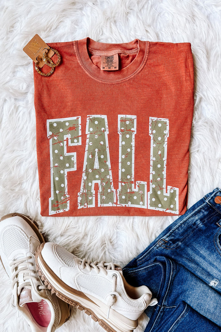 Polka Dot Fall Graphic Tee - Multiple Colors