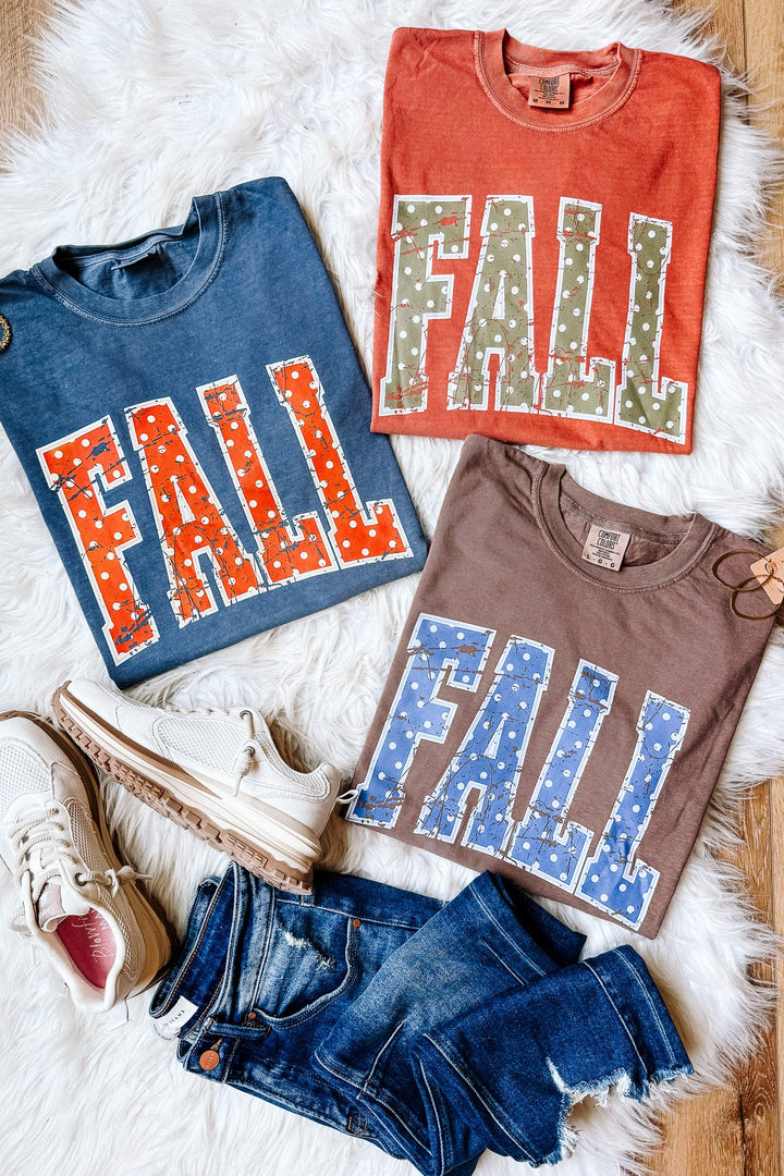Polka Dot Fall Graphic Tee - Multiple Colors
