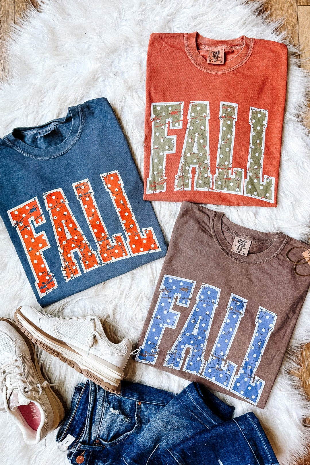 Polka Dot Fall Graphic Tee - Multiple Colors