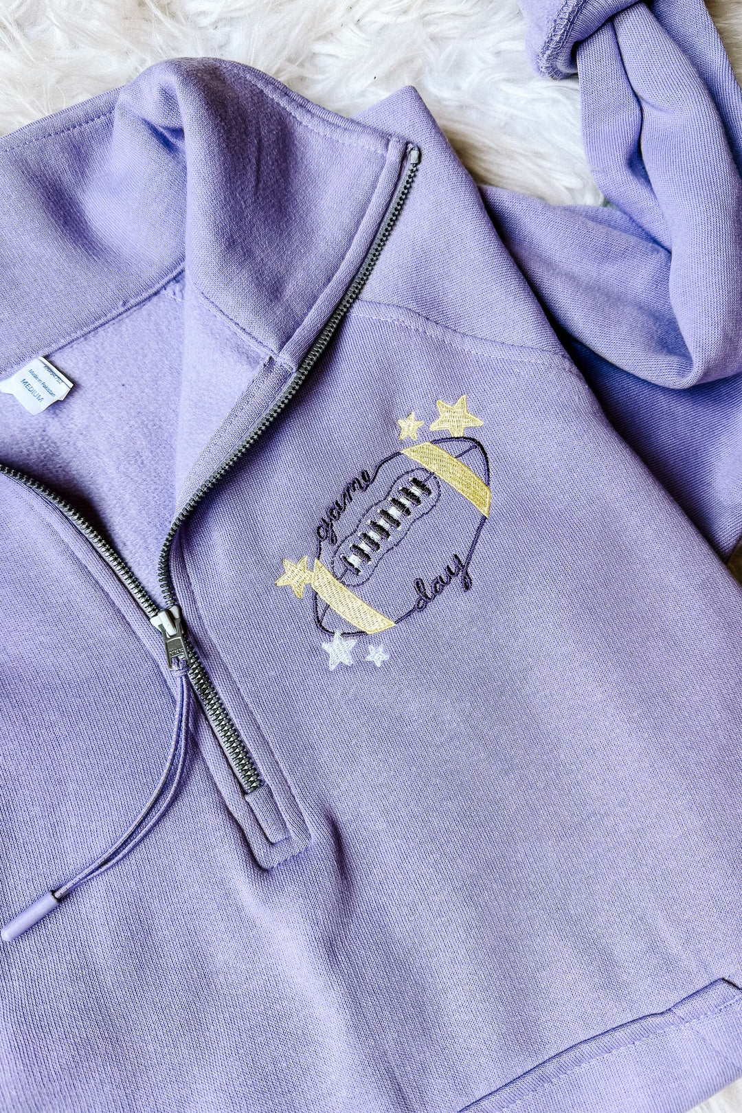 Football Game Day Embroidered Half Zip - Orchid