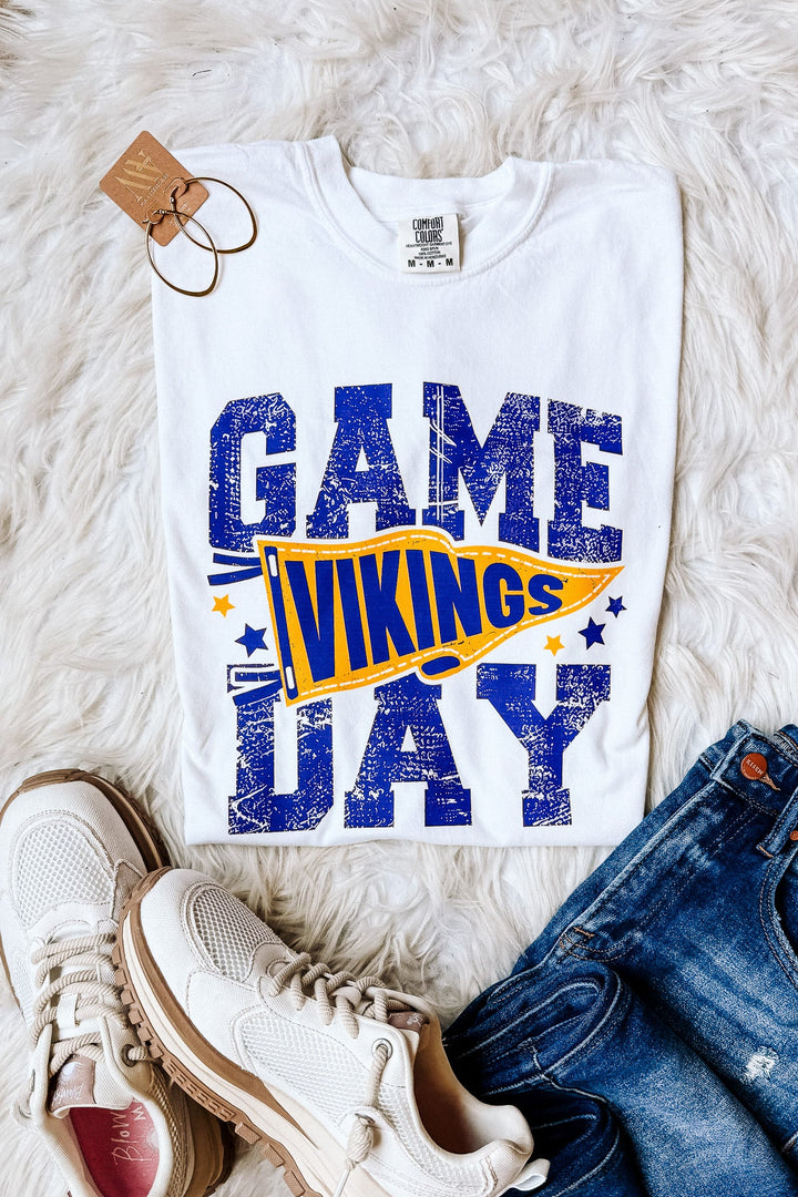 Game Day Vikings Pennant Graphic Tee - White