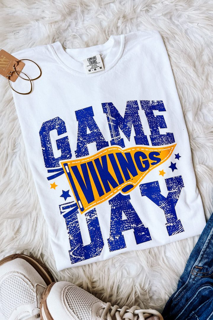 Game Day Vikings Pennant Graphic Tee - White