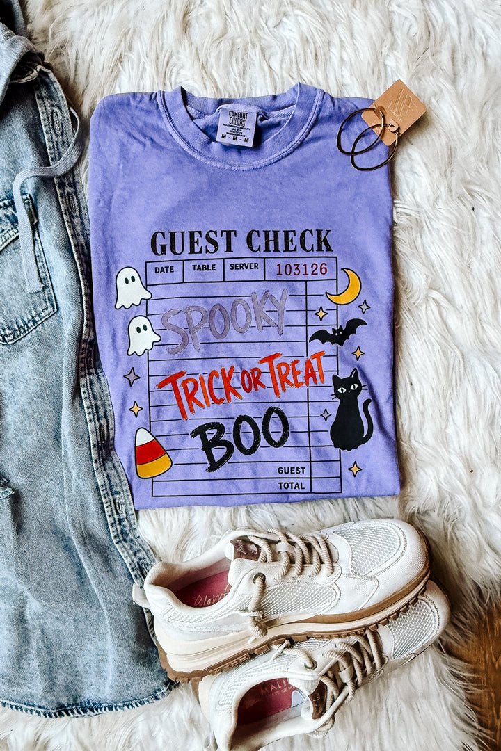 Halloween Guest Check Graphic Tee - Violet