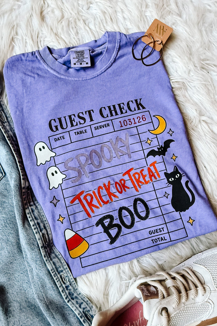Halloween Guest Check Graphic Tee - Violet