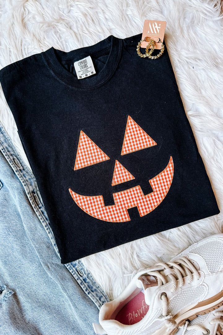 Jack-O-Lantern Appliqué Tee - Black