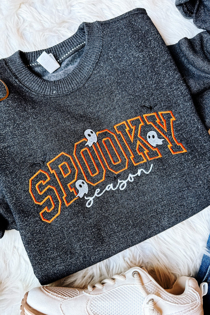 Hello, Spooky Season Embroidered Sweatshirt - Black