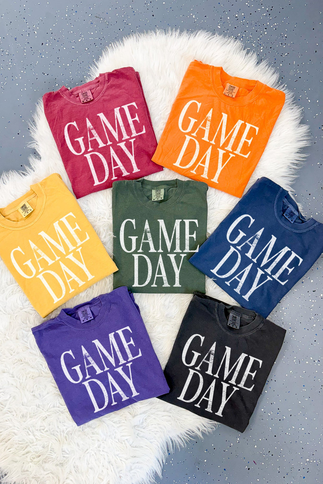 Stacked Distressed Game Day Graphic Tee - Multiple Colors