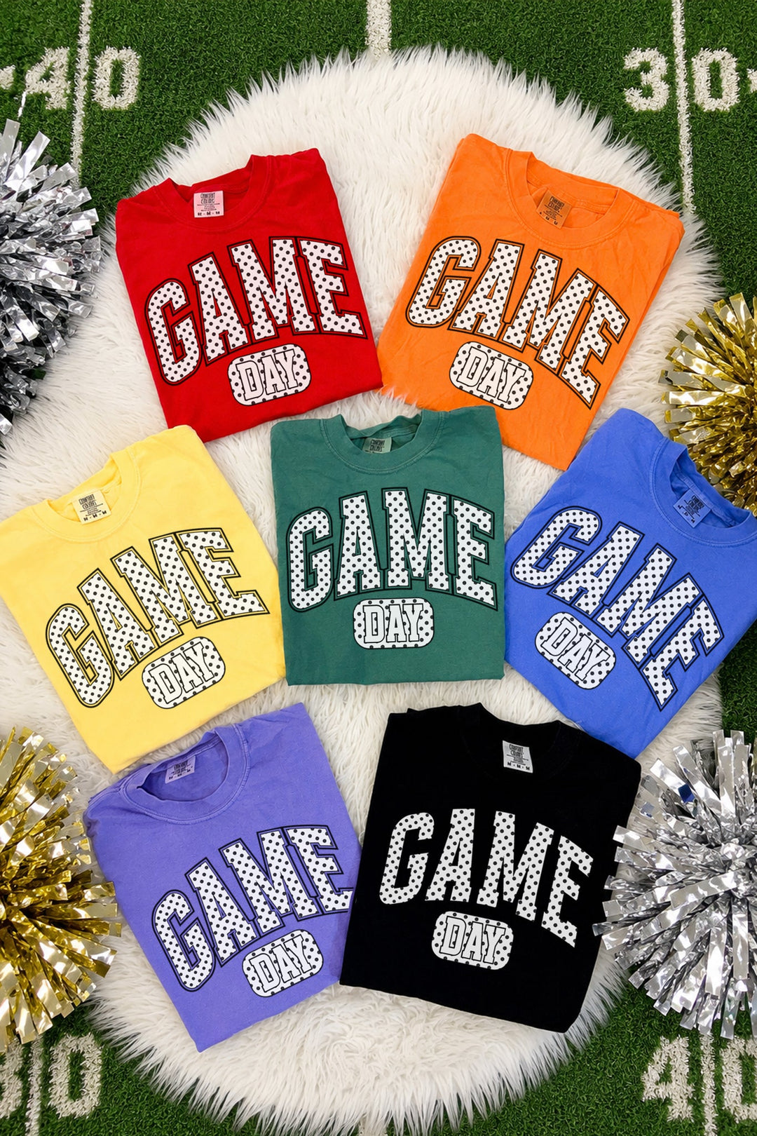 Polka Dots Game Day Graphic Tee - Multiple Colors