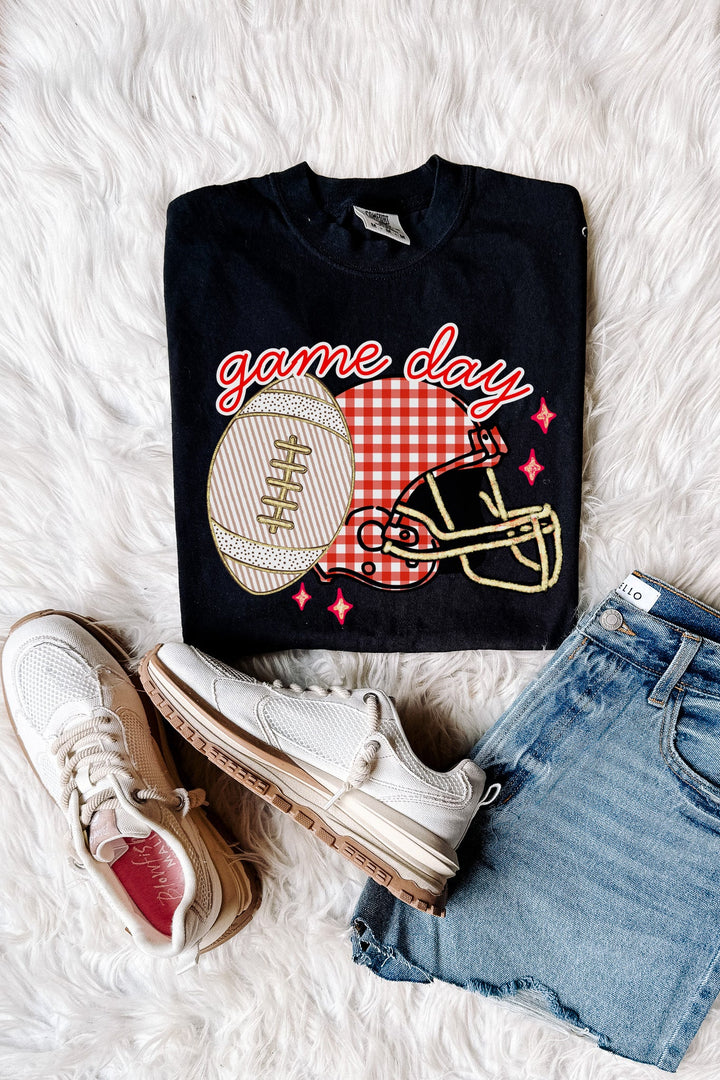 Game Day Football Helmet Graphic Tee - Multiple Colors